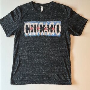 CHICAGO and stars graphic black and white bi blend short sleeve t-shirt